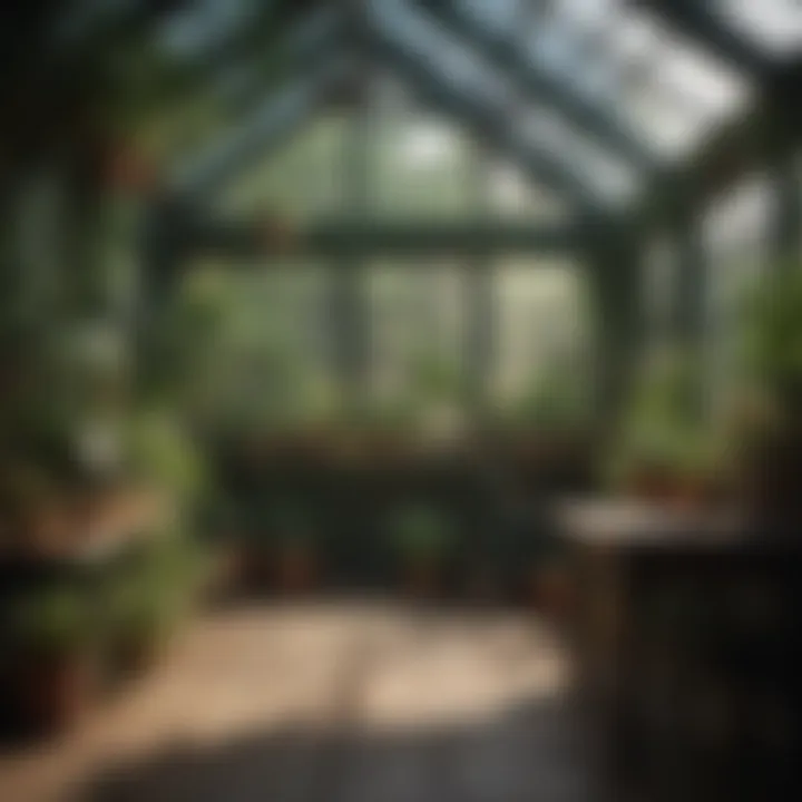 Plants thriving inside a garden shed greenhouse combo