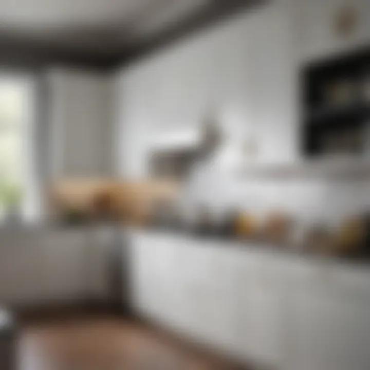 Luxurious kitchen with white cabinets and metallic paint