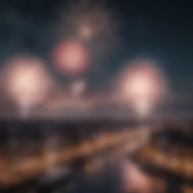 Festive City Skyline Spectacular fireworks illuminating a festive city skyline during New Year celebrations
