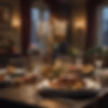 Gourmet Christmas Dining Sumptuous dining setting with gourmet cuisine and elegant table decor for Christmas dinner