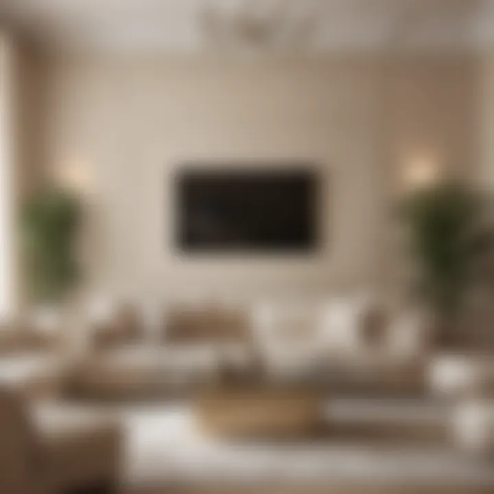 Chic living room featuring soft beige walls and stylish decor