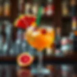 Elegance in a Glass: Tropical Rum Cocktail A beautifully crafted rum cocktail garnished with tropical fruits