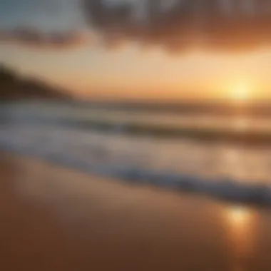 Experience Nature's Breathtaking Beauty Stunning sunset over a tranquil ocean, casting golden hues on the water.