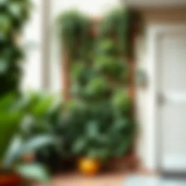 Creative vertical garden using trellis for plant support