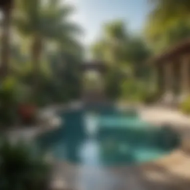 Tropical Oasis Landscape around the Swimming Pool Tropical Oasis Landscape Surrounding Swimming Pool