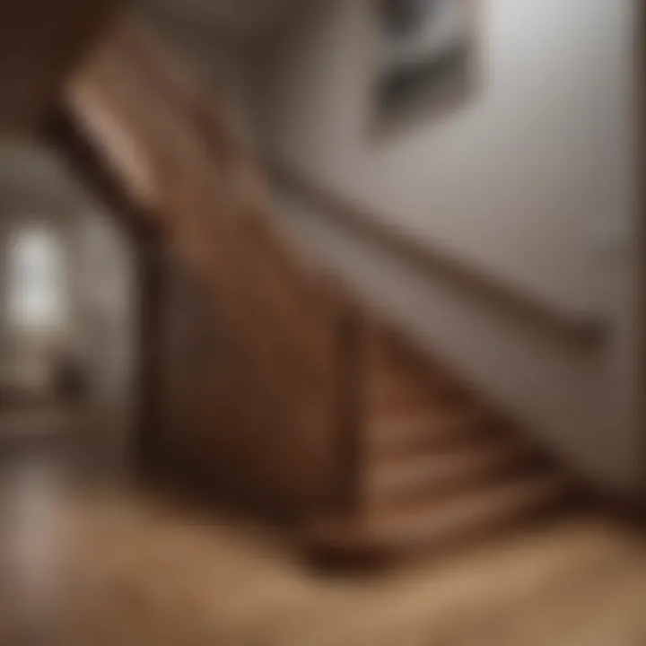 Classic wooden staircase with a polished banister