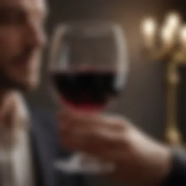 Close-up of a hand holding a polished wine glass