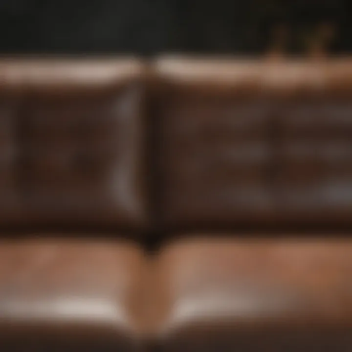 Before and after comparison of a leather couch cleaned by experts