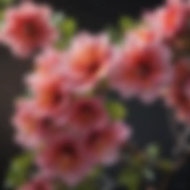 Close-up of colorful blossoms on a climbing vine