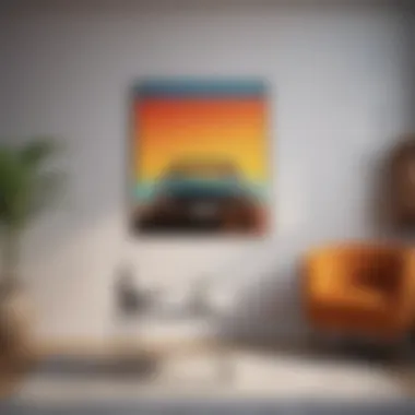 Minimalist with a Splash of Color Vibrant wall art complementing minimalist furniture