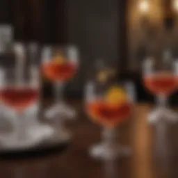 Exquisite crystal glassware filled with aromatic Sazerac cocktail