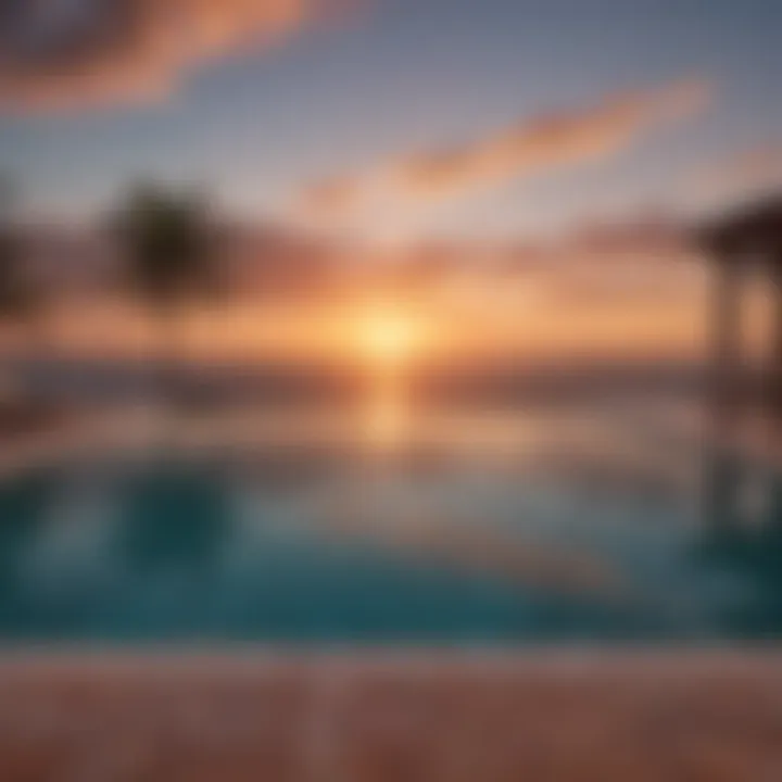 An exquisite infinity pool overlooking a vibrant sunset, showcasing the epitome of relaxation.