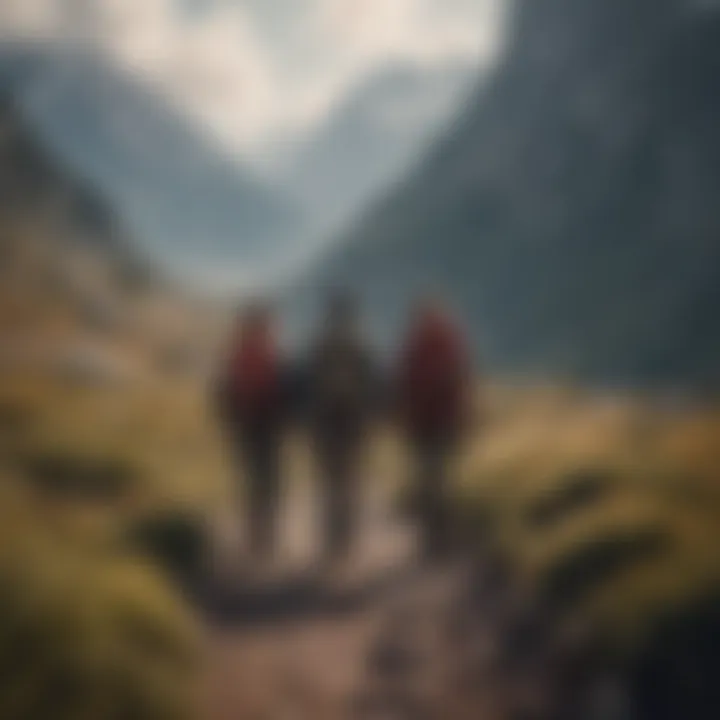 Couples enjoying a scenic mountain hike together.