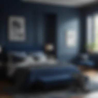 Sophisticated Dark Blue Bedroom