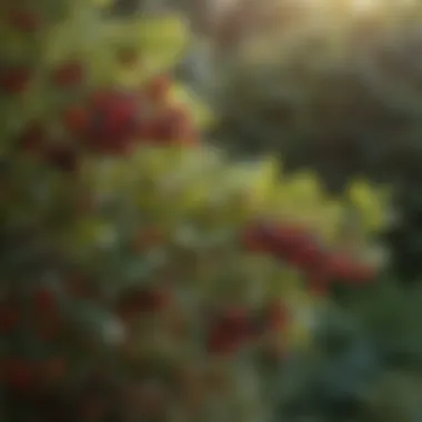 Colorful berries on a shrub adding vibrancy to a garden setting