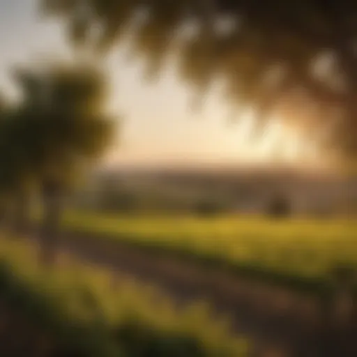 Vineyard landscape at golden hour