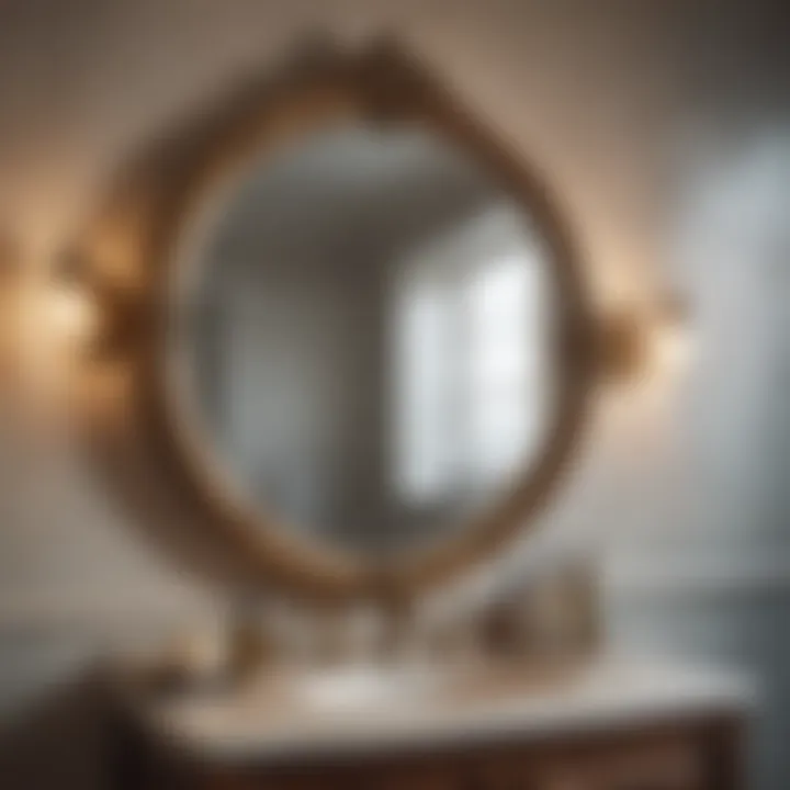 Vintage mirror reflecting bathroom charm