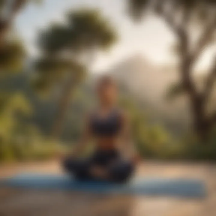 Meditative yoga session in serene landscape