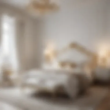 Glamorous White Retreat Adorned with Gold Elegance White Bedroom with Golden Metallic Details