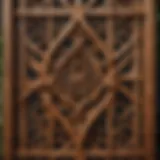 Wooden trellis panel with intricate geometric design